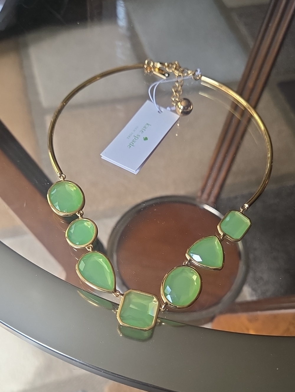 kate spade Gold-Tone Necklace with Lime Green Stones
